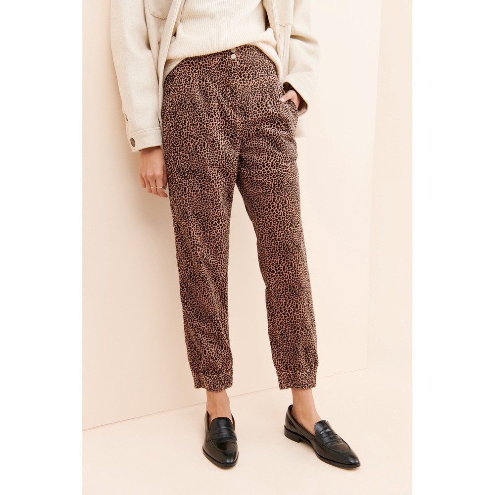 Anthropologie Kalea Corduroy Trouser Joggers‎ Brown Leopard Print M Casual